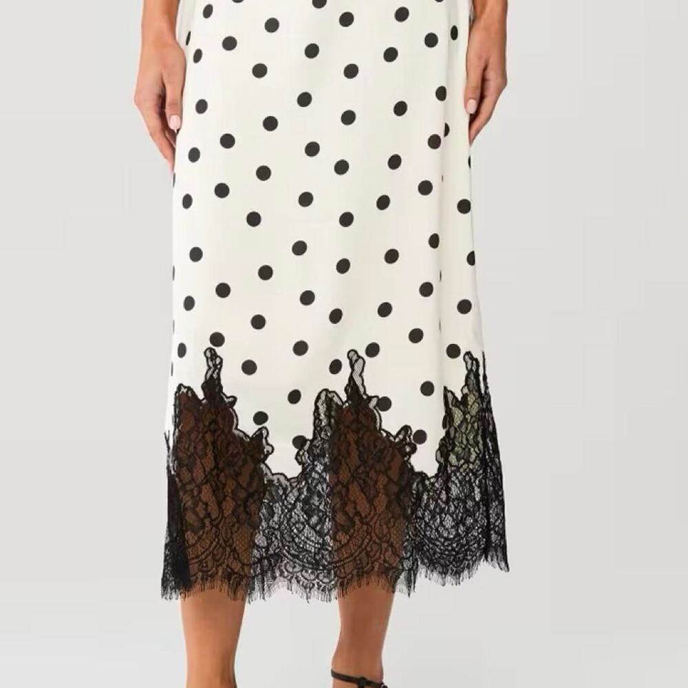Saison white polka dot midi